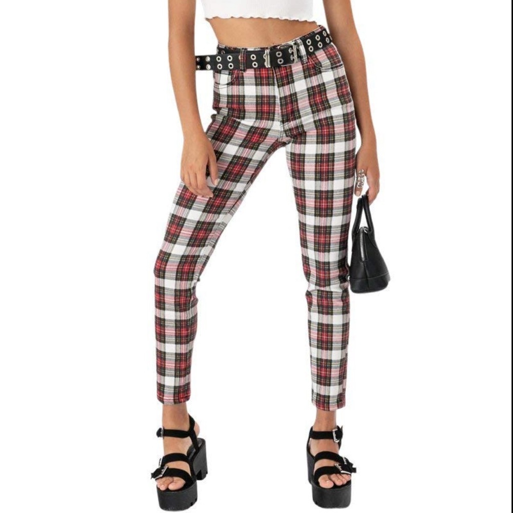 Adika High Rise Plaid Jeans